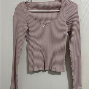 Wild Fable Mauve Ribbed Long Sleeve Top